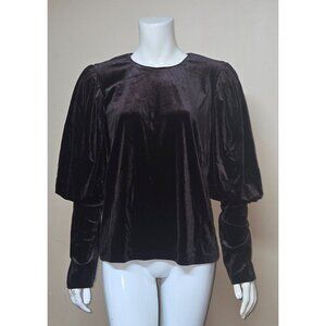 Sunday In Brooklyn Anthropologie Velvet Puff Sleeve Top Women Size 1 X NEW